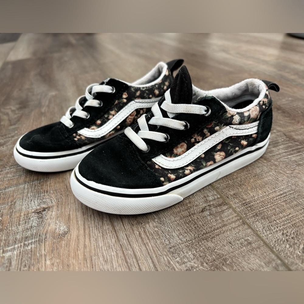 Vans Toddler Slip-yOn Sneakers – Black Floral, Toddler Size 9